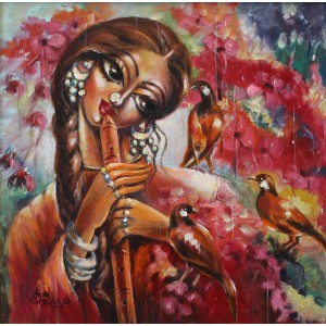 Azra Wahab, 15 x 15 Inch, Acrylic on Canvas, Figurative Painting,AC-AZW-015